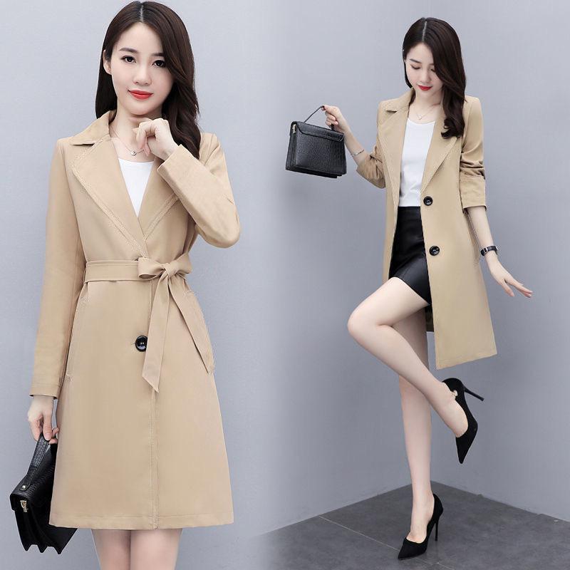 Women's Mid-Length British Style Trench Coat - Elegant Korean Loose Fit Overcoat for Spring and Autumn 2022.