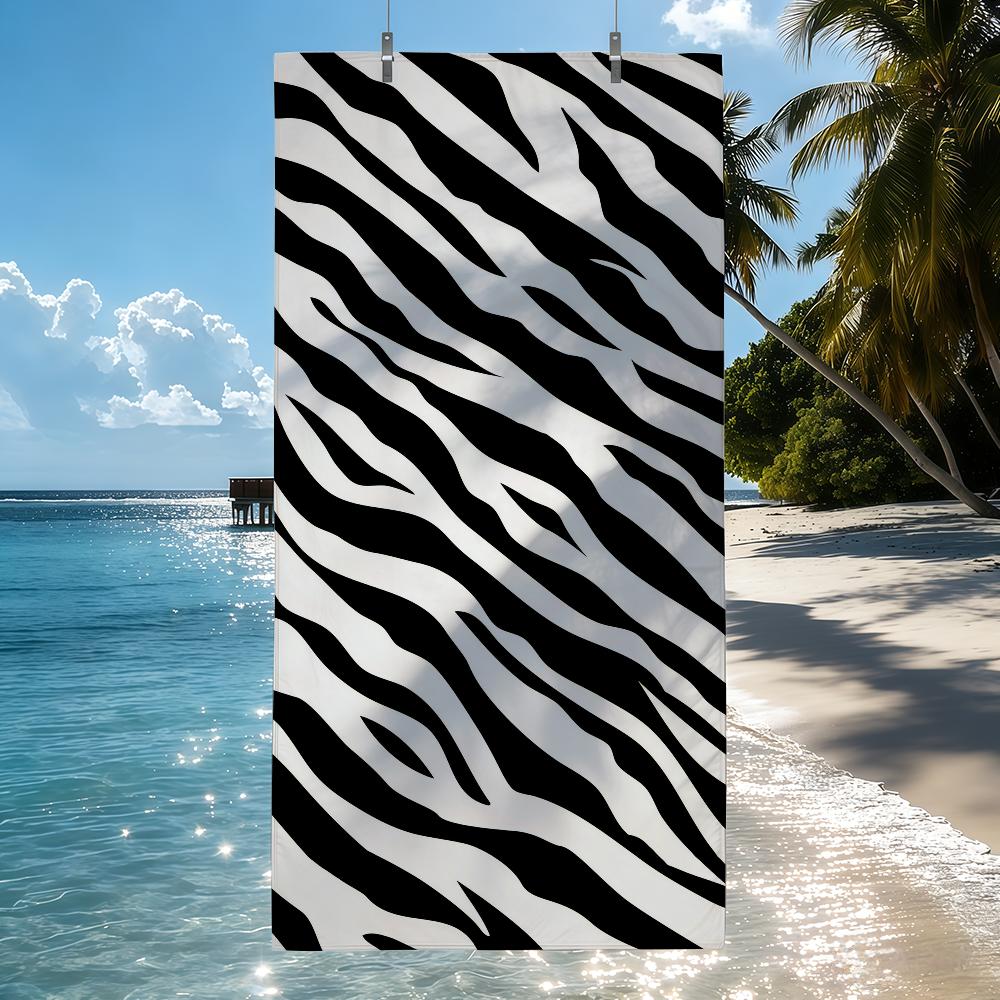 Zebra Pattern Towel Sports Quick Dry Travel Camping Sandproof Soft Light Large Beach Towel