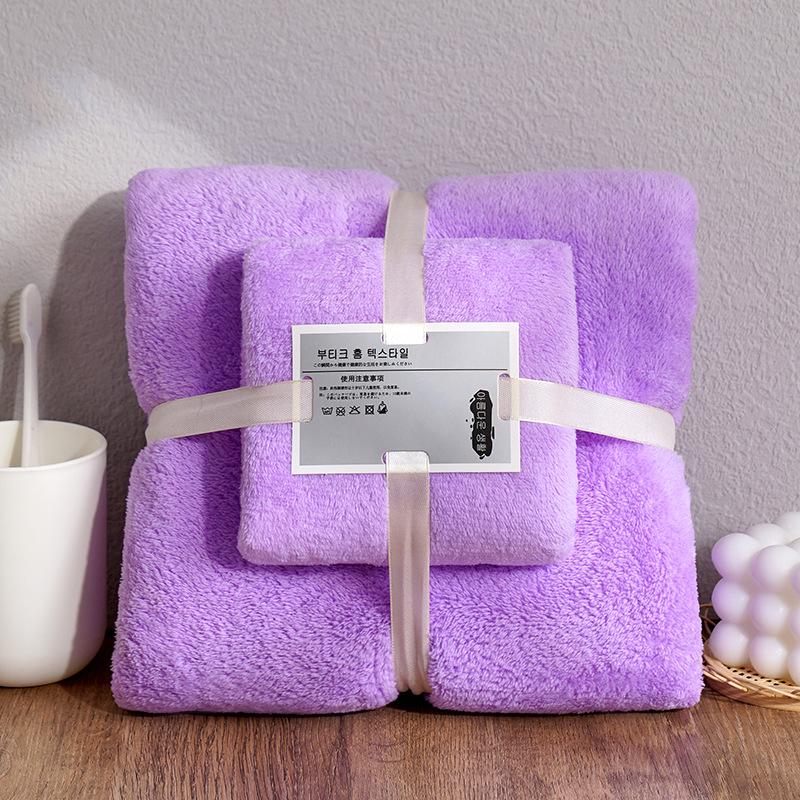 2-teiliges Korallenfleece-Handtuch Badetuch-Set Weizenmuster Superweich Saugfähig Badelaken Spa-Gesichtstuch Mehrere Musteroptionen