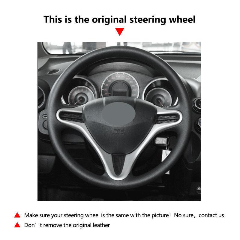 Suede Perforate Leather Car Styling Steering Wheel Cover Trim For Honda Fit Jazz City 2009 2010 2011 2012 2013 Ight 2010-2014