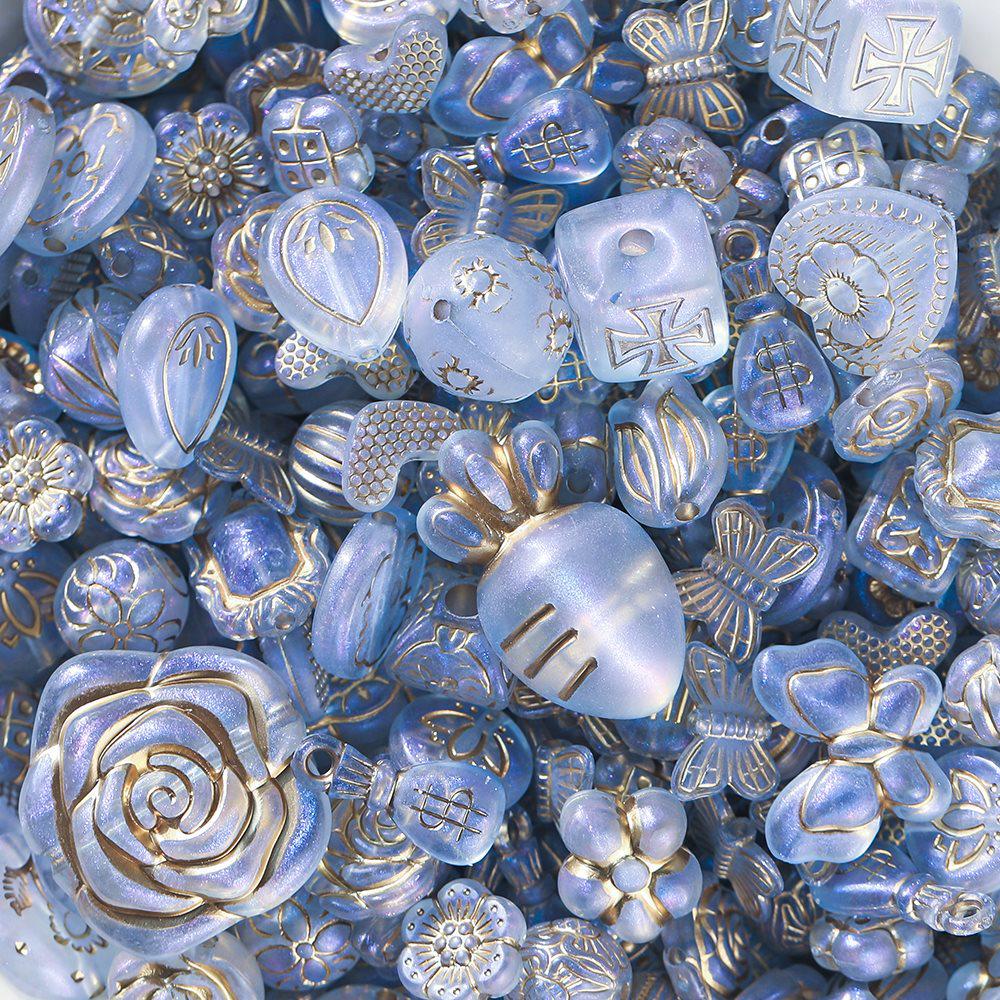Acrylic Retro Gilded Czech Glass Beads for DIY Jewelry Making