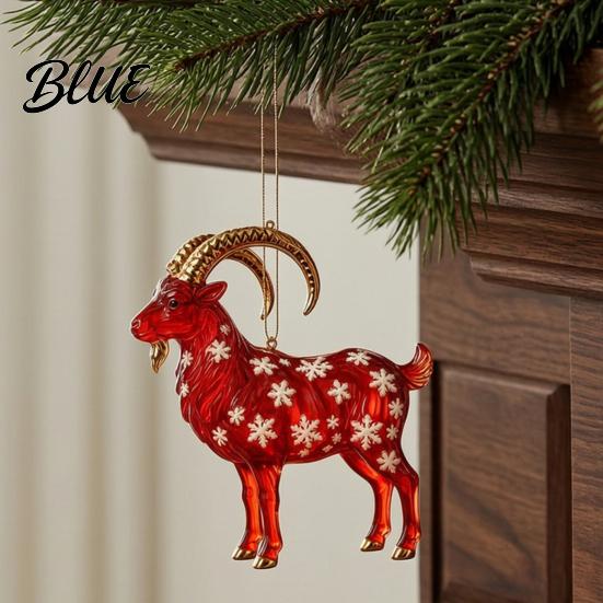 Festive Party Supplies Goat Christmas Car Hanging Ornament 2D Acrylic Pendant with Seasonal Ornaments String Cute Animal Decor for Rearview Mirror,