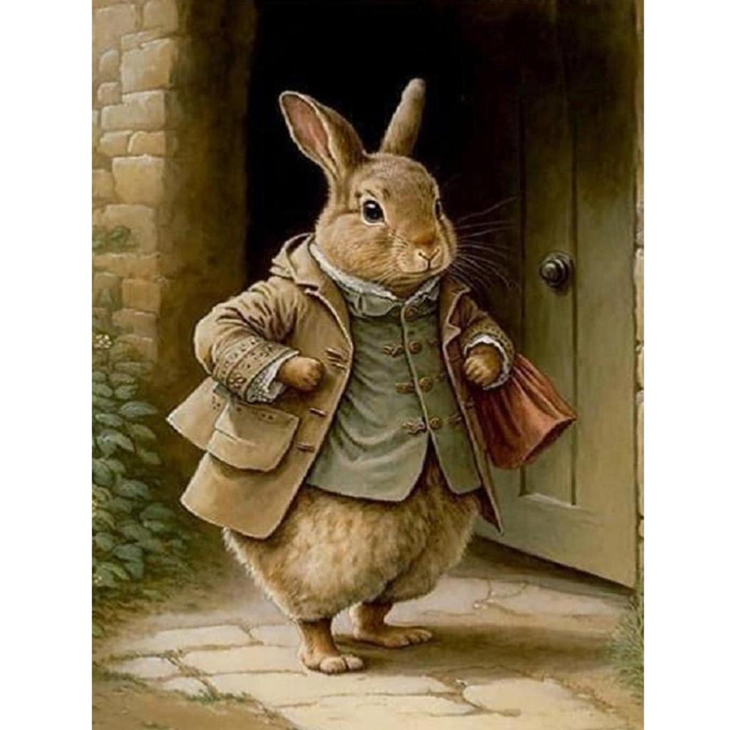 5D DIY Full Round Drill Diamond Painting Gentle Rabbit Kit Home Decor 30x40cm
