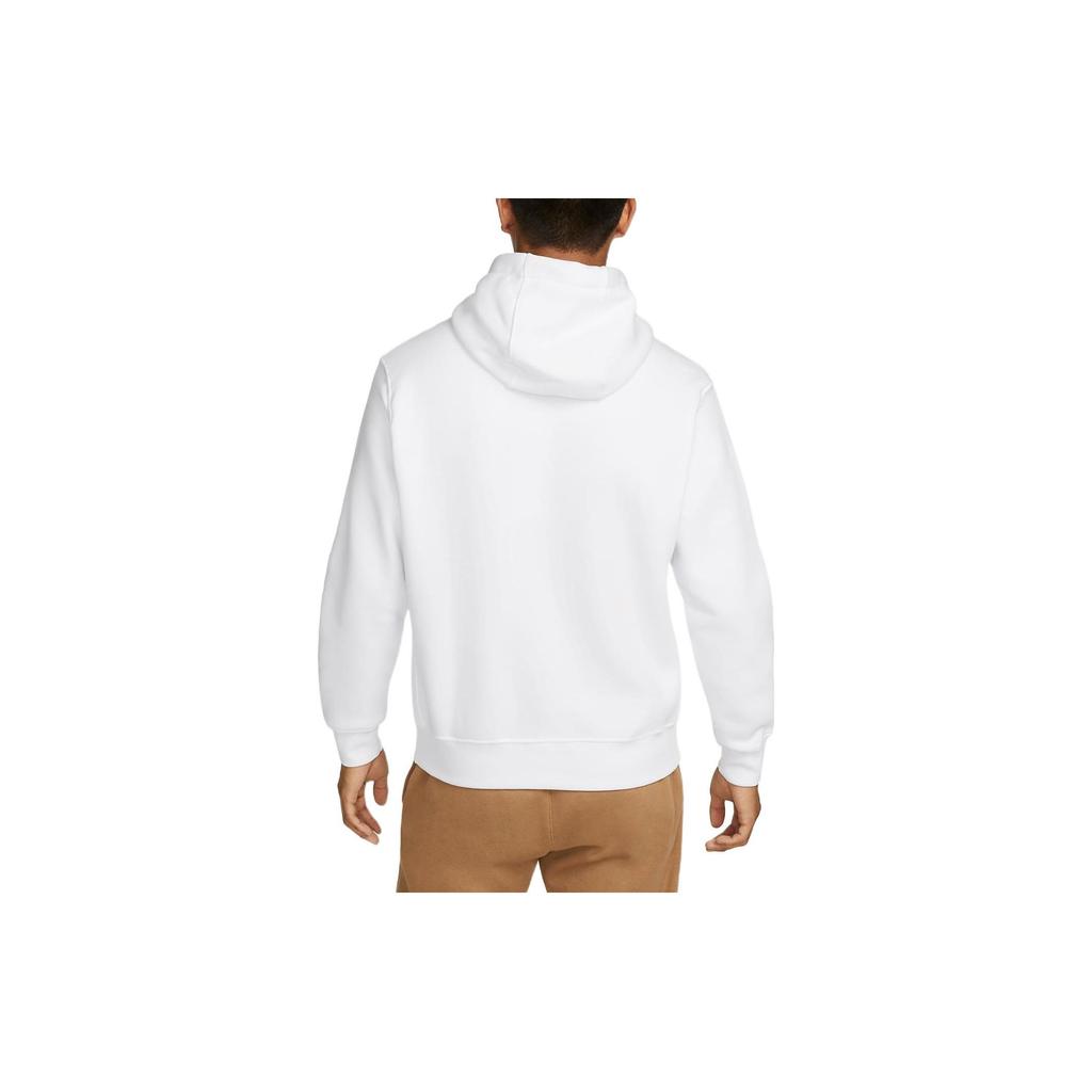 Nike Logo Print Drawstring Hoodie With Fleece Lining Men Tops White DX6513-100