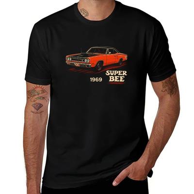 1969 Dodge Super Bee Six-Pack Tribute w kolorze HEMI Orange z akcentami Dragstrip Koszulka custom customowe koszulki koszulka oversize męska