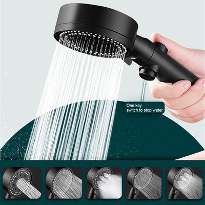 Massage Shower Head One-button Water Stop Bathroom Water Saving Bathroom Supplies Shower Head Adjustable Spray Nozzle High Pressure 5 Modes