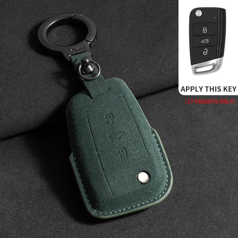 Suede Car Key Case Cover Fob Keychain for VW Volkswagen Golf 7 MK7 Tiguan MK2 for Ateca Leon FR Ibiza Skoda Octavia Kodiaq
