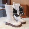 Autumn Girls Long Leather Boots 2026 Soft Soled Kids Fashion Princess Boots Bowknot Non-Slip Outdoor Children Boots Plush Winter