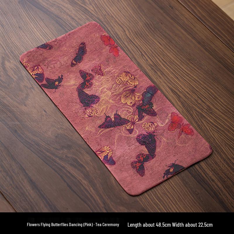 Xiangyunsha Double-Sided Waterproof Zen Tea Mat - High-End Chinese Style Dry Brew Tray Cloth 48*22cm