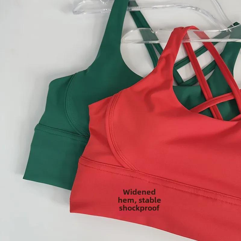 European & American Women's Cross-Back Yoga Set: High-Waist, Nude Hip-Lifting Fitness Pants