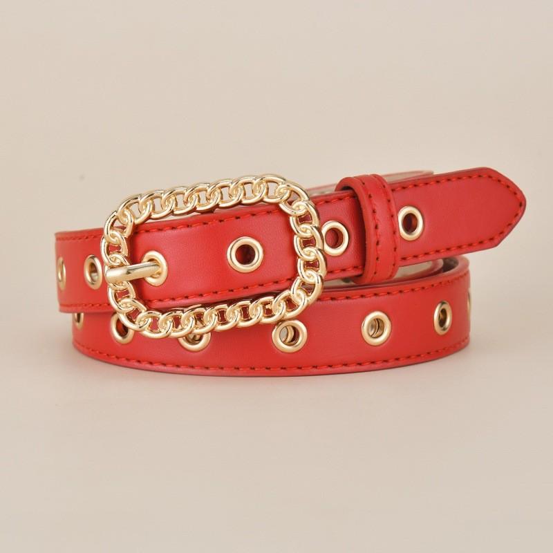 Womens Vintage Quality Gold Buckle Slim Waist Belt Fashionable And Versatile Accessory