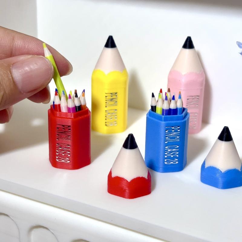10/12Pcs Kid Pretend Play Toy Dollhouse Miniature Colored Pen Mini Pencil School Supplies Model Doll House Accessories