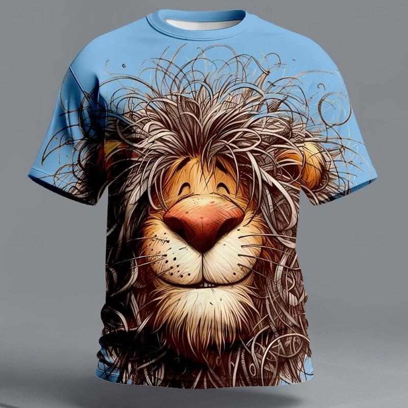 Herren Animal Löwe Lustiges 3D T-Shirt Locker Herren Kurzarm-T-Shirt Outdoor Lässig Streetwear Party Urlaub Sommer Frühling Kleidung
