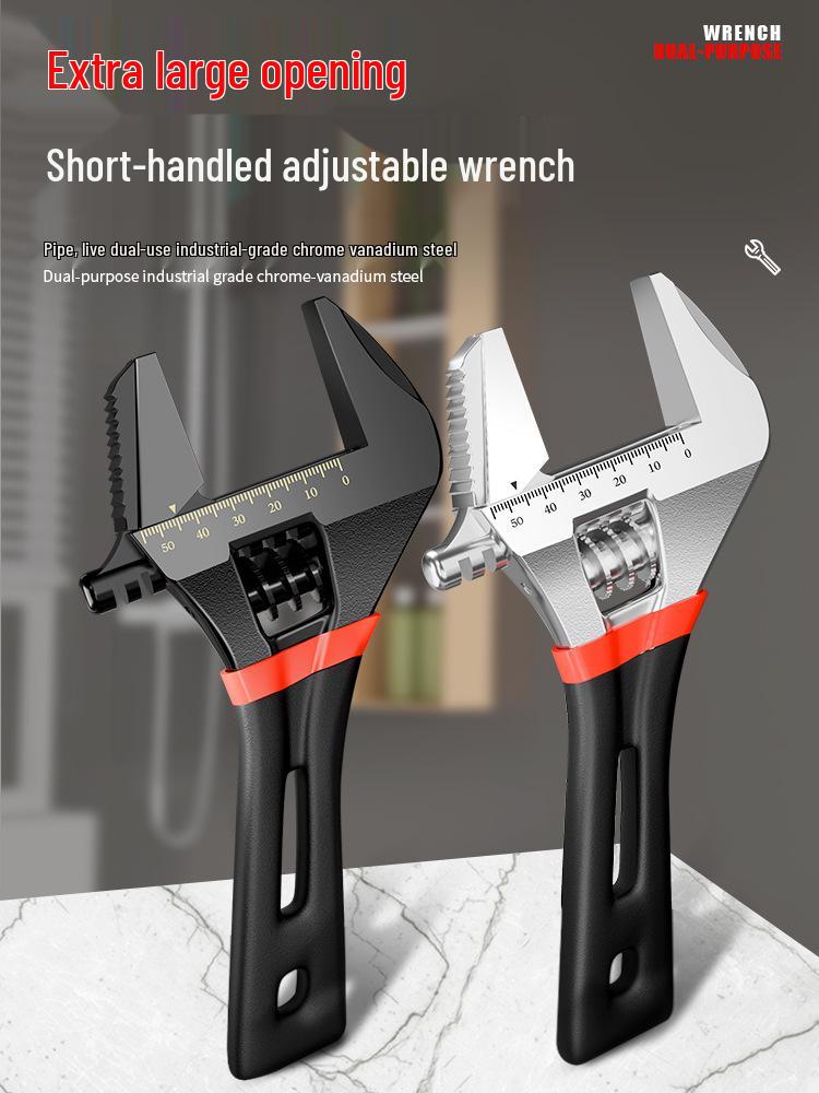 Universal Short Handle Adjustable Wrench for Narrow Spaces - Multifunctional Bathroom Tool