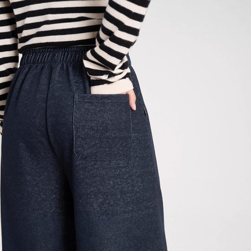 Denim-blaue Säbelhosen, Herbst- und Winter-Neuheit, hochtailliert, an den Füßen gebunden, locker, lässig, fallend, Bananen-Hosen, Wide-Leg-Hosen