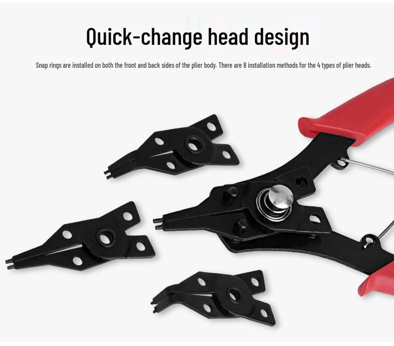 Large Size Multifunctional Four-in-One Circlip & Snap Ring Pliers Set for Internal/External Use