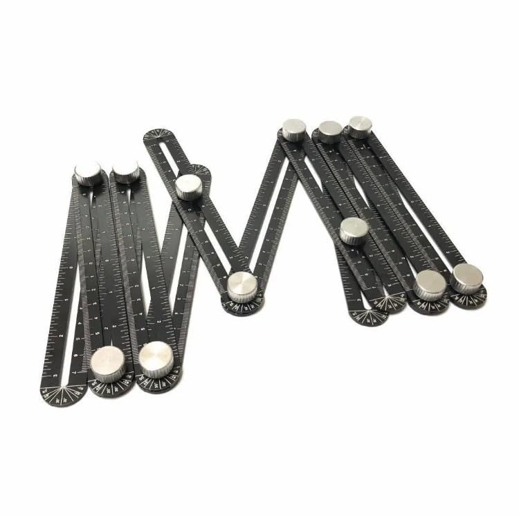 Foldable Square, 12-Angle Ruler, Multi-Angle Measuring Tool, 360-Degree Adjustable, Aluminum, Compact, DIY