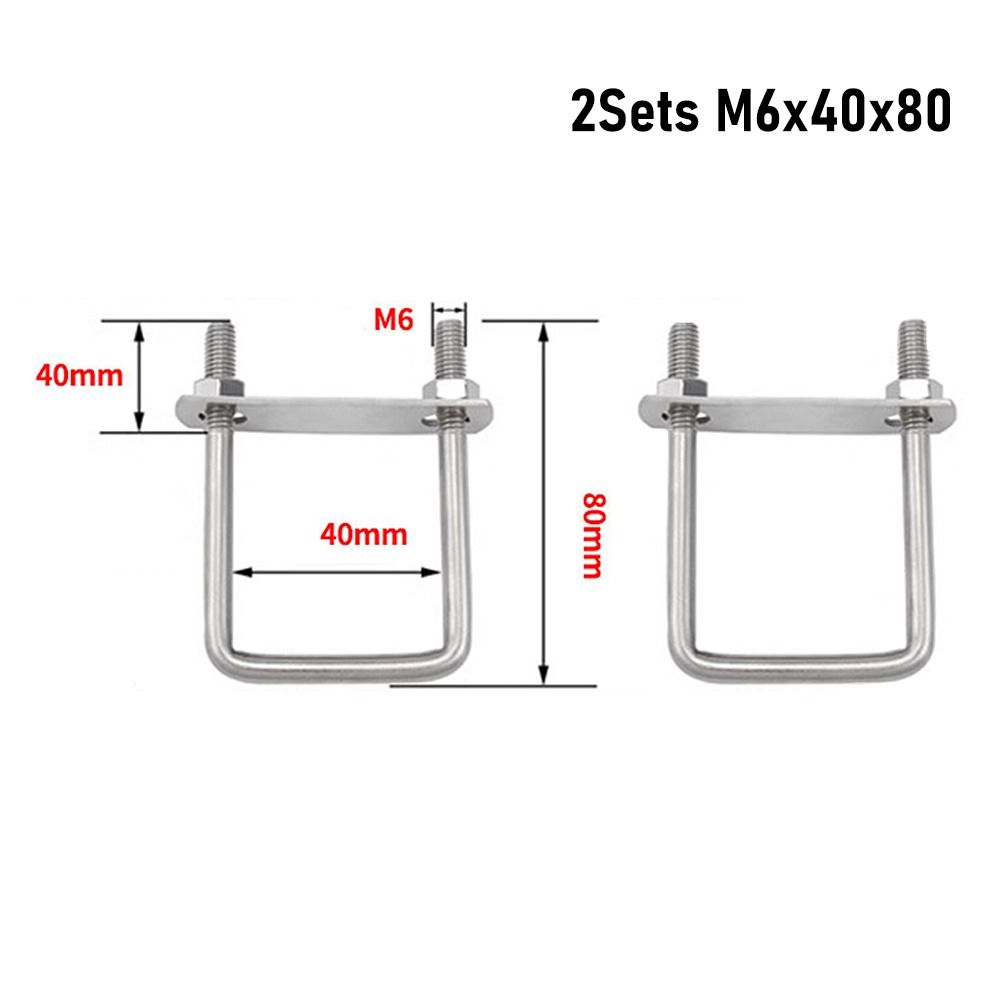 2Sets Iron Pipe U-clamp Right Angle U-bolt Squa Bolt Durable Square Clamp