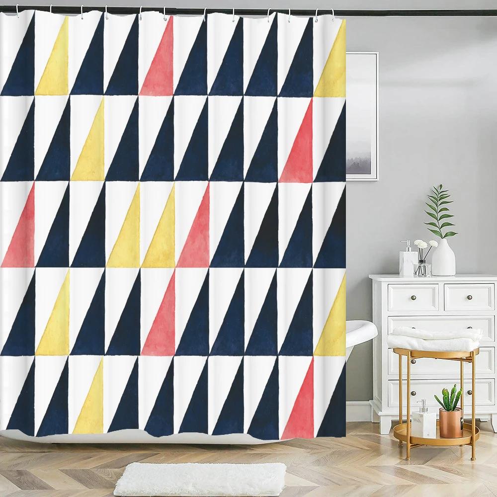 Modern Art Style Marble Geometric Patterns Shower Curtain Waterproof Home Decor Polyester Fabric Bathroom Curtains