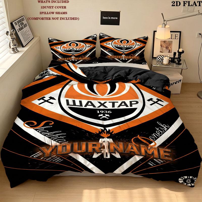 Custom Fc Shakhtar Donetsk Bedding Quilt Set Quilt Cover Pillowcase Home Decoration Birthday Gift (1 * duvet cover + 2 * pillowcase, without core)