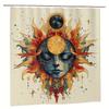 1Pc Two Suns & Moon Shower Curtain - Vibrant Cartoon Art, 71X71 Inch, Polyester, 12 Hooks, Hand Wash, Summer Bathroom Decor