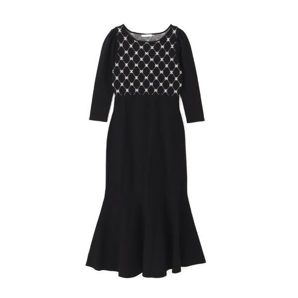 by Jill Casual Logo Jacquard Mermaid Knit Gray [Jill Stuart] Dress, Dress, Women's,