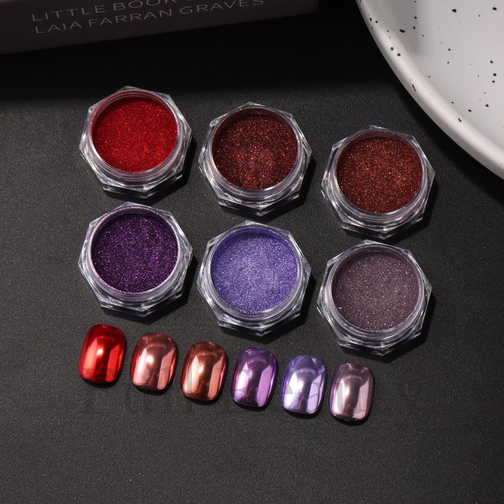 Hexagonal Bottled Magic Mirror Powder Set Mirror Effect Nail Glitter Decorative Fine Powder