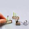 1Pcs Mini Glass Flower Vase Model 1:12 Dollhouse Miniature Hydroponic Wooden Flower Arrangement Stand DIY Home Garden Decor Toys