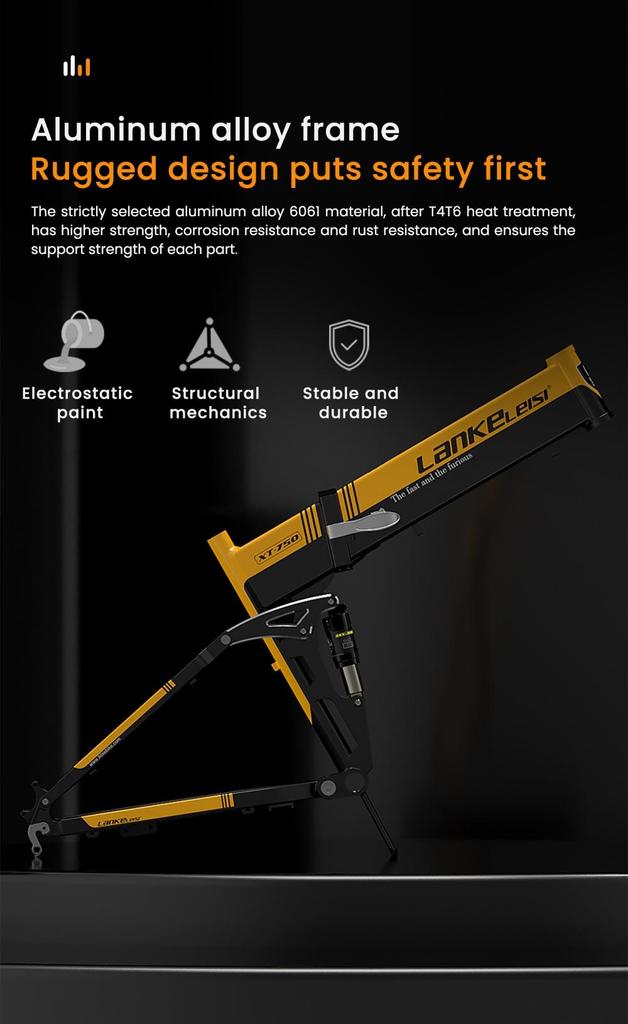 Foldable electric bicycle LANKELEISI XT750 Sport ,500W motor, a 48V 12.8Ah battery, a top speed of 35 km/h, a range of 110km, and 26*2.35 inch tires.