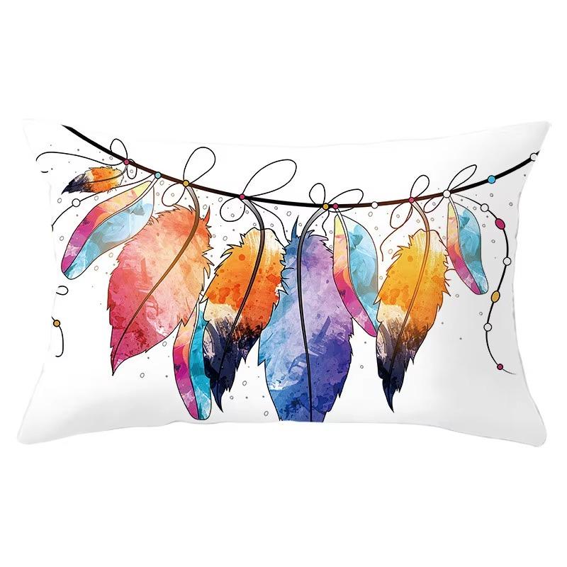 30X50cm Feather Pattern Printed Decorative Cushion Bedroom Living Room Backrest Home Rectangular Pillowcase