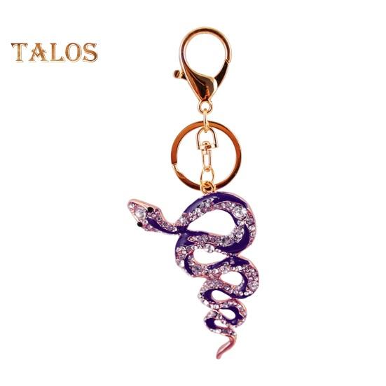 

Брелок для ключей со стразами в форме змеи, декоративный держатель для ключей от машины, сумка, подвеска для сумки, аксессуары фиолетовый
