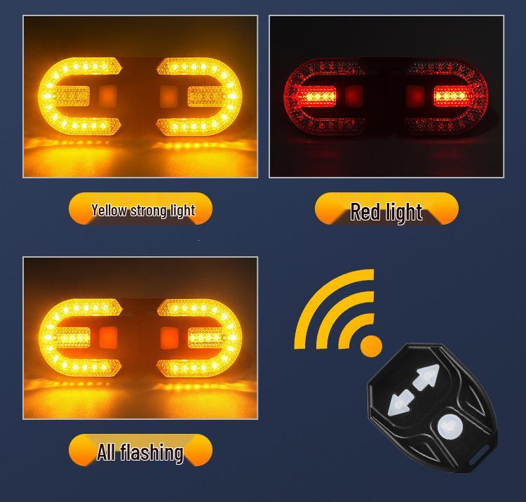 Wireless Remote Control Bicycle Tail Light with Type-C Charging, Detachable 1-Button, and Left/Right Steering Warning
