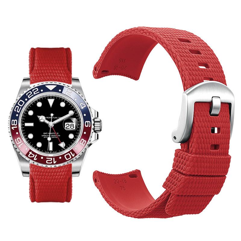 Curved arc-shaped fluororubber Watch strap for original OMEGA X Swatch X Blancpain Scuba Fifty Fathoms MoonSwatch FKM watchband