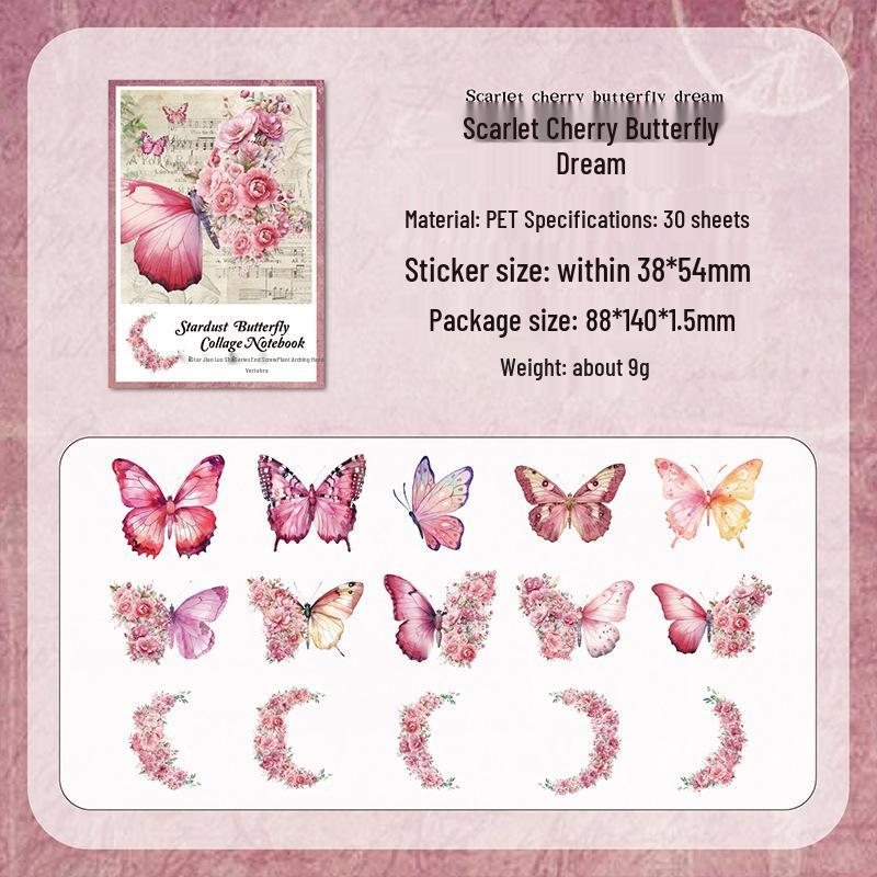 PET Butterfly & Cartoon Stickers for DIY Journaling, Guka Decoration, Kids' Water Bottles, and Scenery Designs.