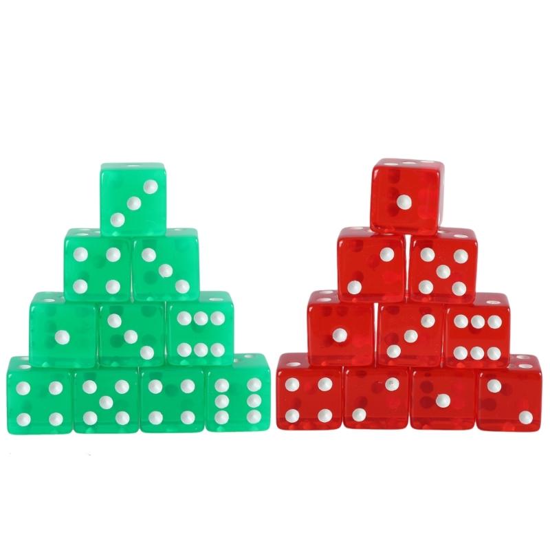 Square Corner Six Sided Dices Bulk, Pack of 10 Assorted Color 19mm D6 Acrylic Dices Cubes with Number Dots for Kids Use