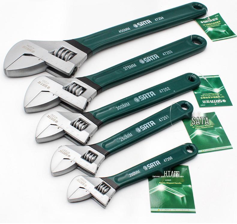 SATA Adjustable Carbon Steel Wrench with Plastic Handle (Models 47249, 47250, 47252)