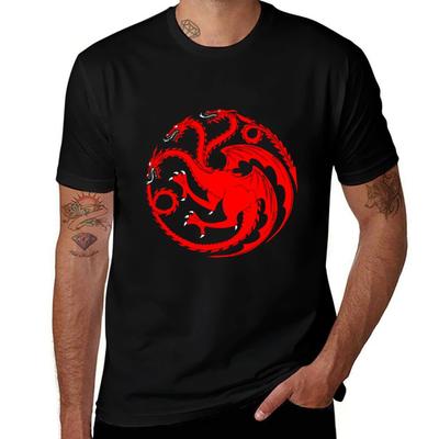 Shirts Man Shirts Man Dragon T for for T-Shirt T Cotton Red Graphic