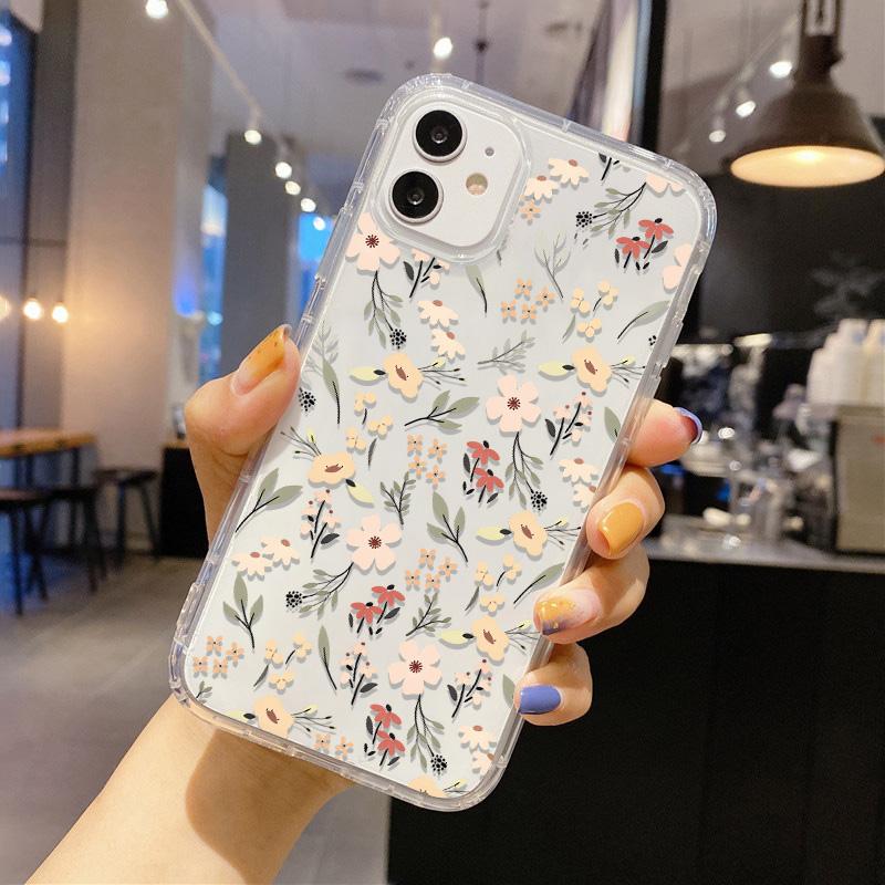 Flower Phone Case For iPhone 17 Pro Case iPhone 14 15 13 11 12 16 Pro Max Air 7 8 Plus XR SE Soft Silicone Transparent Cover