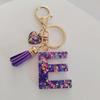 Candy Color Sequin Letter Keychain with Iridescent Heart and Tassel Charm