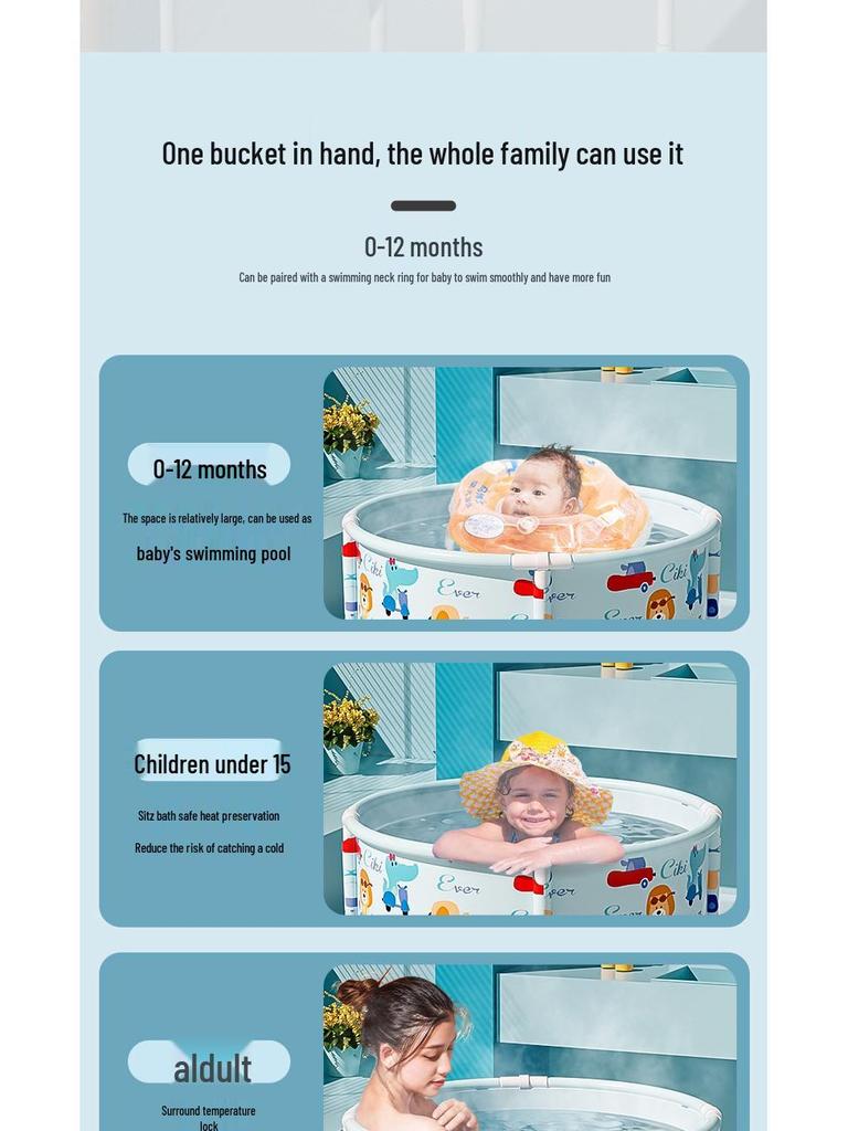Upgraded Foldable No-Installation Bath Bucket for Adults and Children