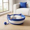 Cat Bed Basket Cotton Rope Woven Pet Bed Breathable Cat Ear Pet Sleeping Basket with Ball Toy for All Seasons Medium Large Cats
