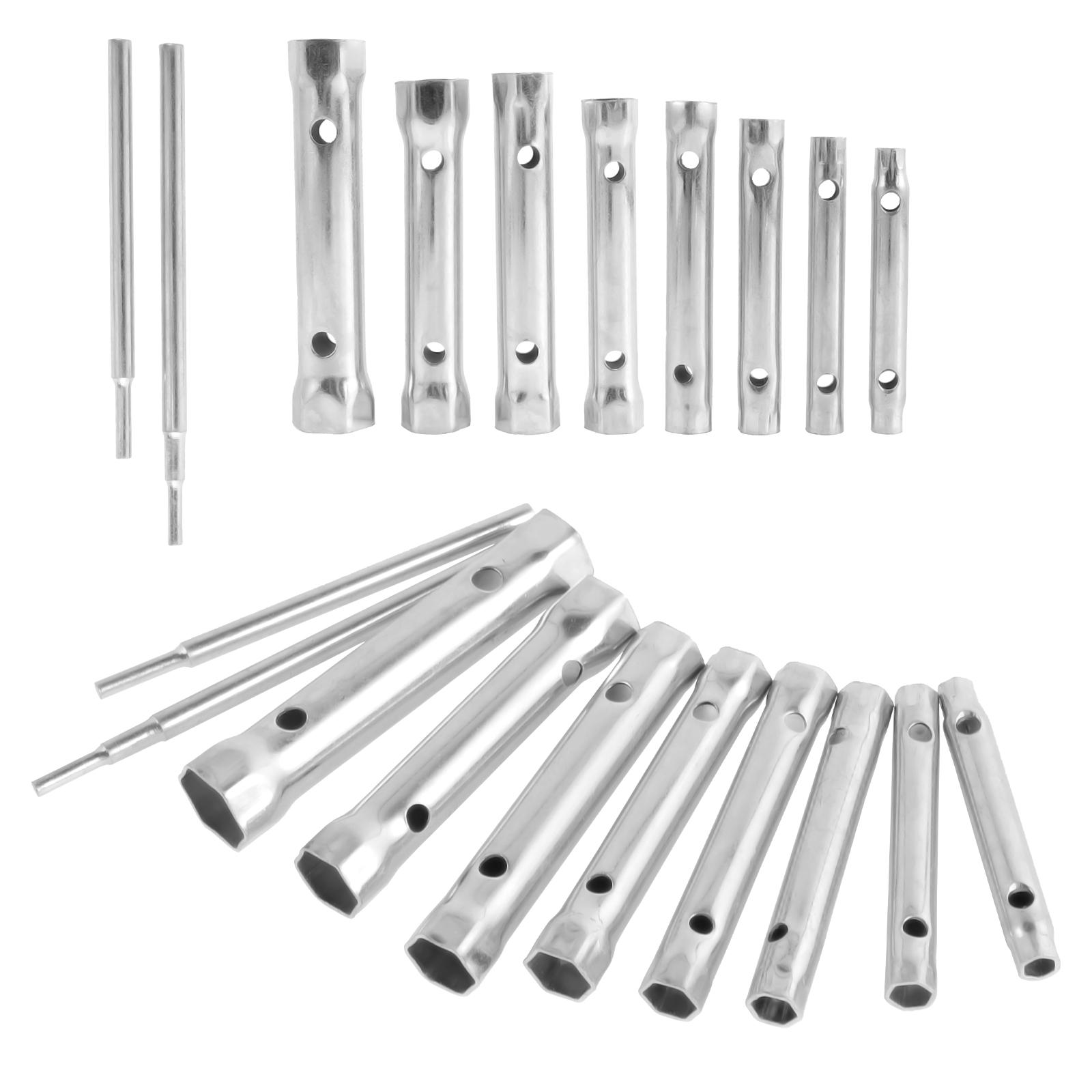 

10Pcs Metric Tubular Box Wrench Set 6-22mm Spark Plug Carbon Steel Double Ended Wrench Automotive Plumb Repair Wrench Tools
