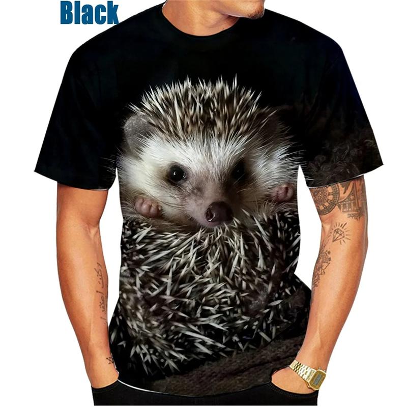 Funny Animal Hedgehog 3D Print T-Shirts Summer Oversized Harajuku Round Neck Short Sleeve Men's T-shirts