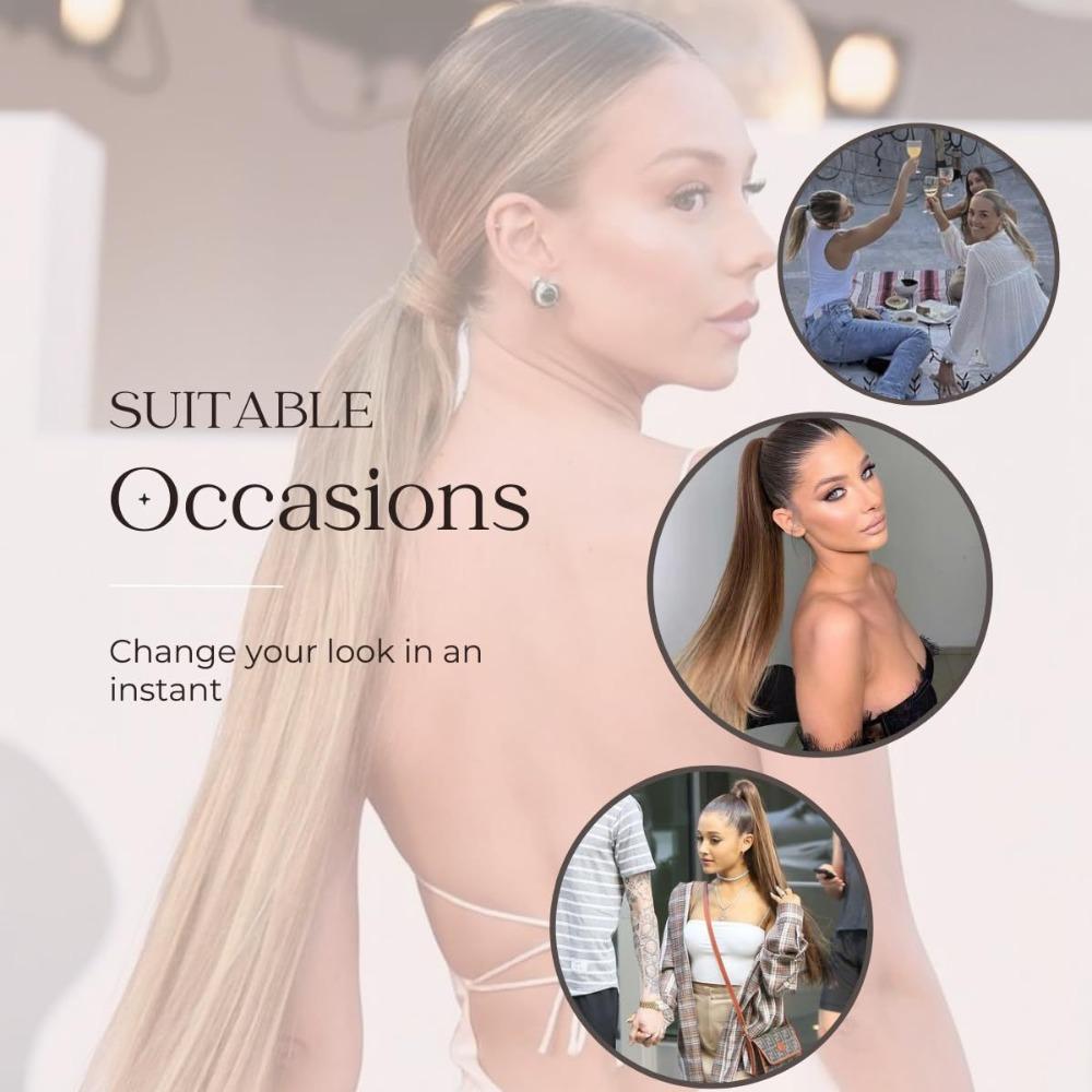 Women's natural simulated elastic band rubber band 28 inch ponytail wig