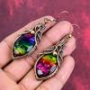 Faceted Ammolite Earring Copper Wire Wrapped Earring Amazing Drop Earring Handmade Jewelry Gemstone Earrings For Gifts Copper Wire Jewelry