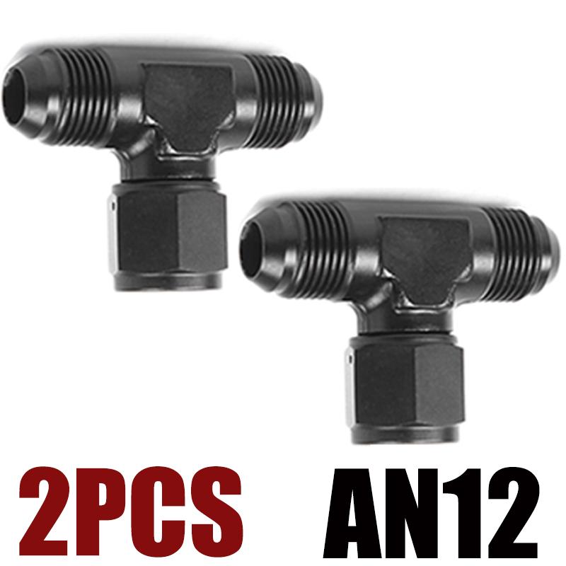 2Pcs Aluminum Flare Tee Fittings AN4 AN6 AN8 AN10 AN12 Male With 4 6 8 10 12 AN Female Swivel On Side Male To AN Female Adaptor