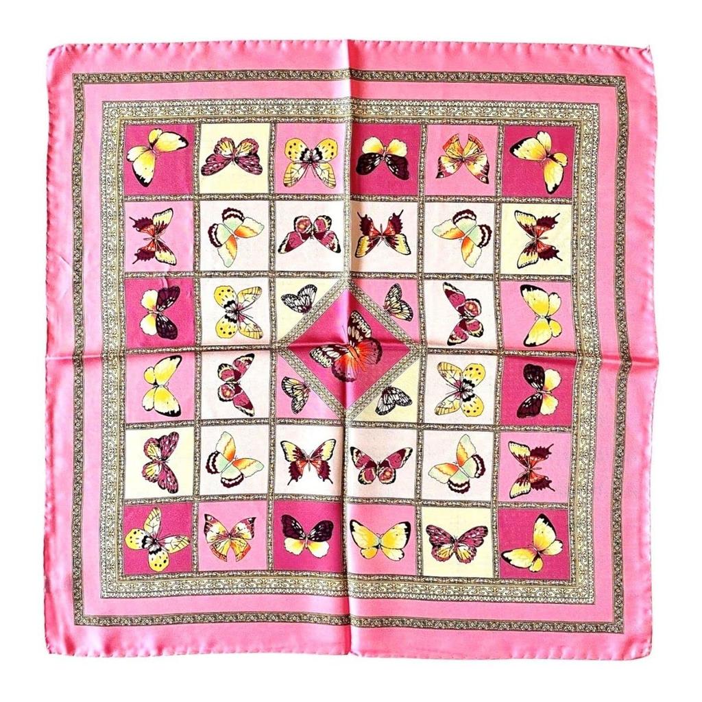 Silk 50x50cm Made in Butterfly Pink G.Barsanti&Figli Women's 100% Scarf, Small, Square, Italy, Design,