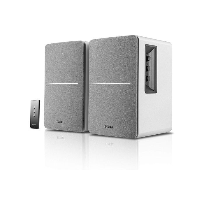 Edifier R1280T Blanc- Enceintes Studio et Bibliothèque Actives 42W, Télécommande IR, 2 Entrées RCA, Ampli Intégré, Pour PC, Portable