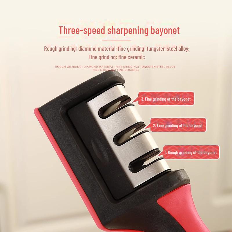 Multifunctional Handheld Three-Stage Kitchen Knife Sharpener for Household Use
