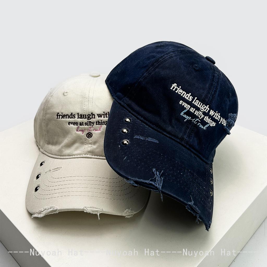 Broken Style Rivet Embroidered Letters Baseball Hats Sunshade Personal New Men Women Versatile Retro Fashion Peaked Caps Street